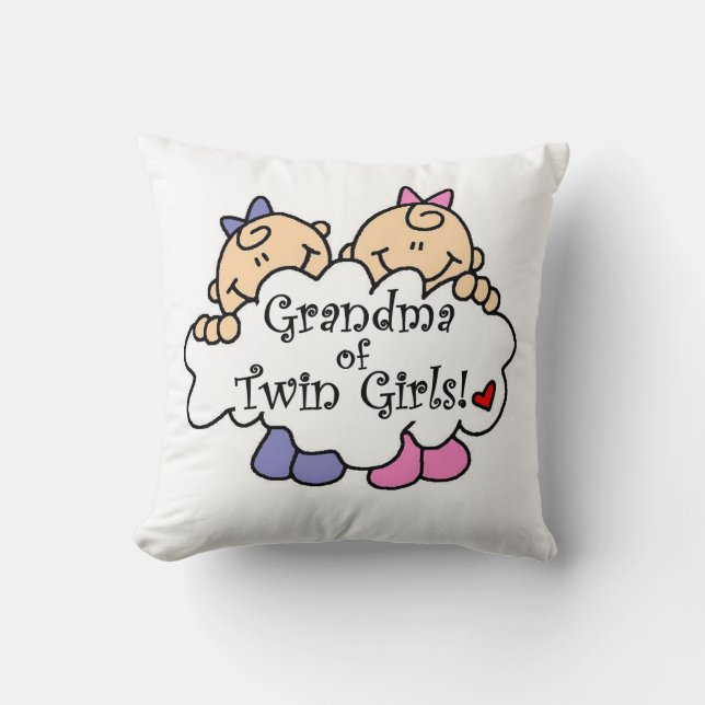 Grandma of Twin Girls Gifts Throw Pillow (Front)