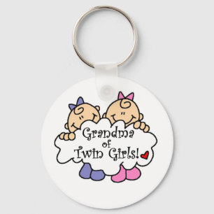 Grandma of Twin Girls Keychain