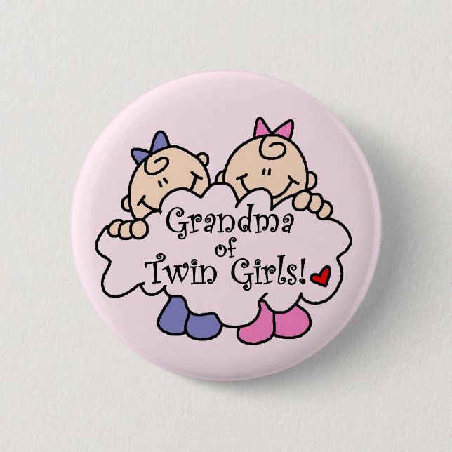 Grandma of Twin Girls Tshirts and Gifts Button (Front)