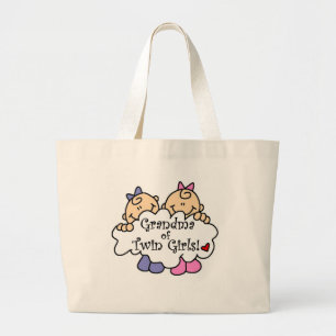 Grandma of Twin Girls Tshirts and Gifts Large Tote Bag