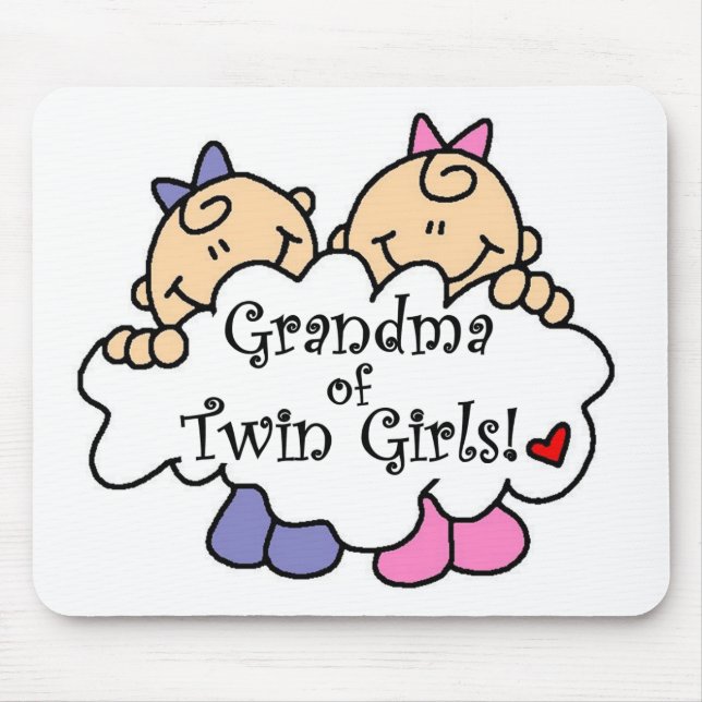 Grandma of Twin Girls Tshirts and Gifts Mouse Pad (Front)