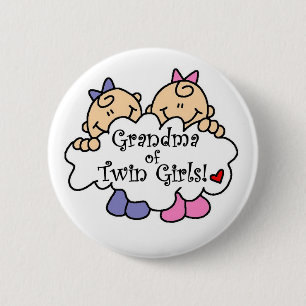 Grandma of Twin Girls Tshirts and Gifts Pinback Button
