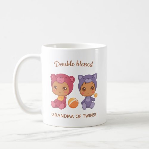 Grandma of Twins Baby Cat Bear Jumpsuit Coffee Mug
