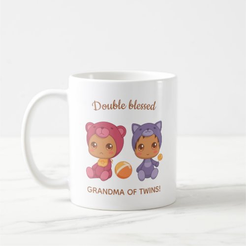 Grandma of Twins Baby Cat Bear Jumpsuit Coffee Mug