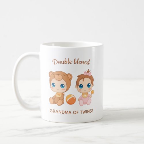 Grandma of Twins Baby Girl Bear Jumpsuit Coffee Mug