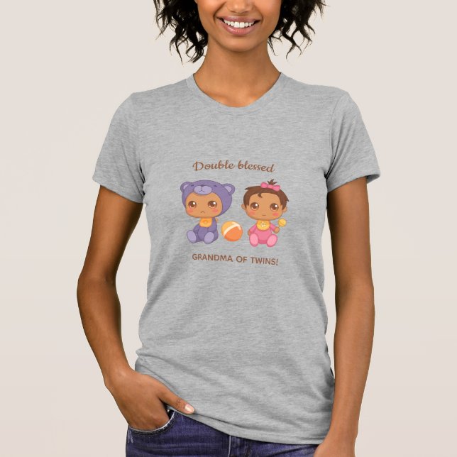 Grandma of Twins Baby Girl Purple Bear Jumpsuit T-Shirt (Front)