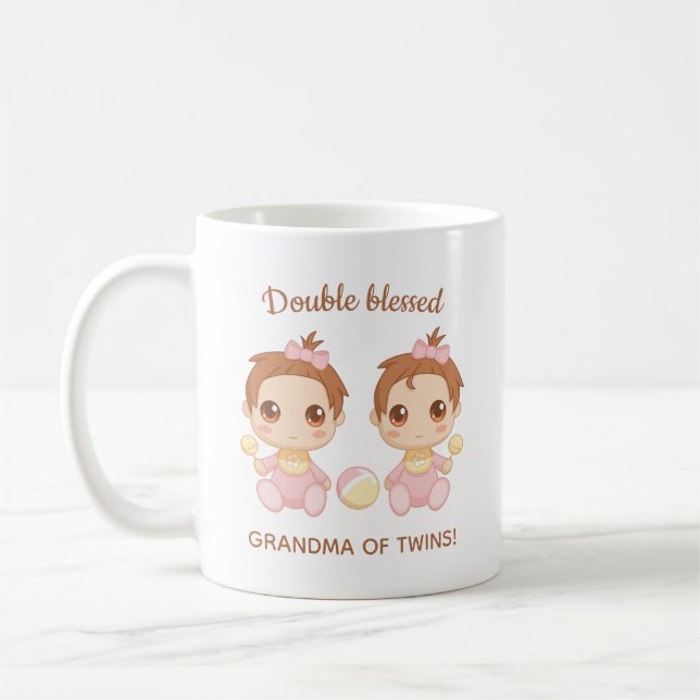 Grandma of Twins Baby Girls Coffee Mug (Left)
