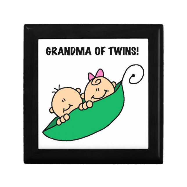 Grandma of Twins Gifts Jewelry Box (Front)