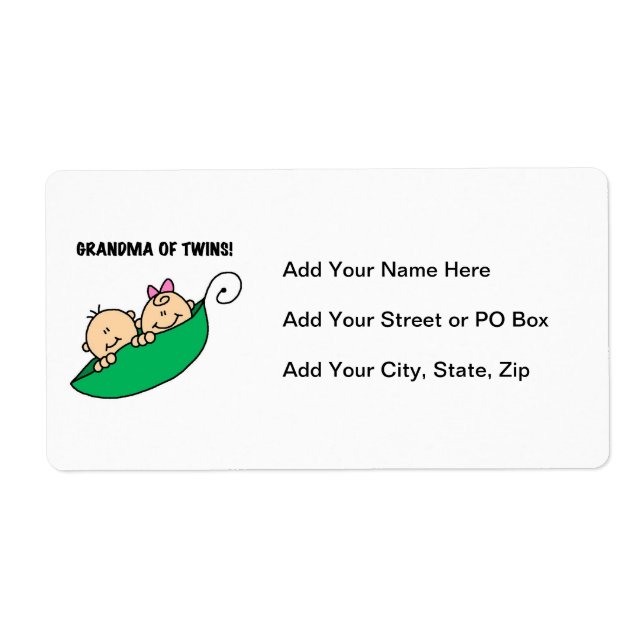 Grandma of Twins Gifts Label (Front)