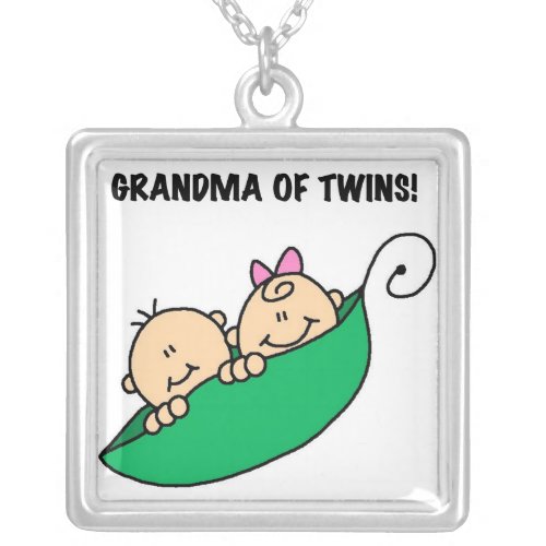 Grandma of Twins Gifts Silver Plated Necklace