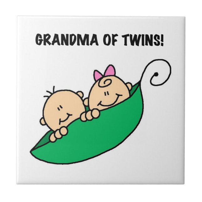 Grandma of Twins Gifts Tile (Front)