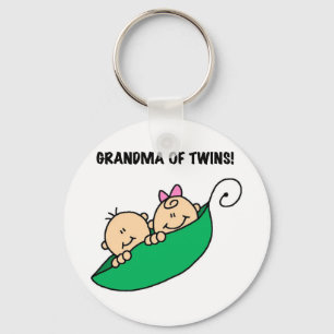 Grandma of Twins Peas in a Pod Tshirts and Gifts Keychain
