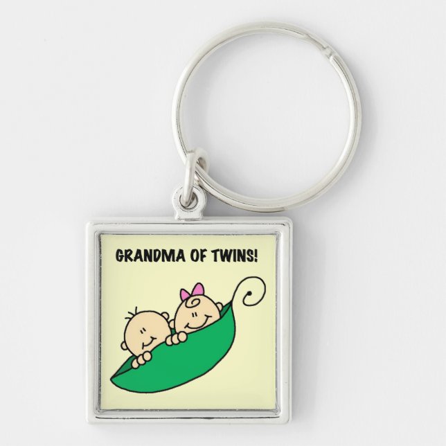 Grandma of Twins Peas in a Pod Tshirts and Gifts Keychain (Front)