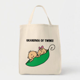 Grandma of Twins Peas in a Pod Tshirts and Gifts Tote Bag