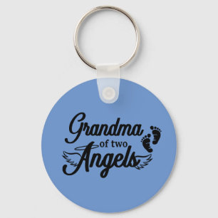 Grandma of Two Angels Keychain