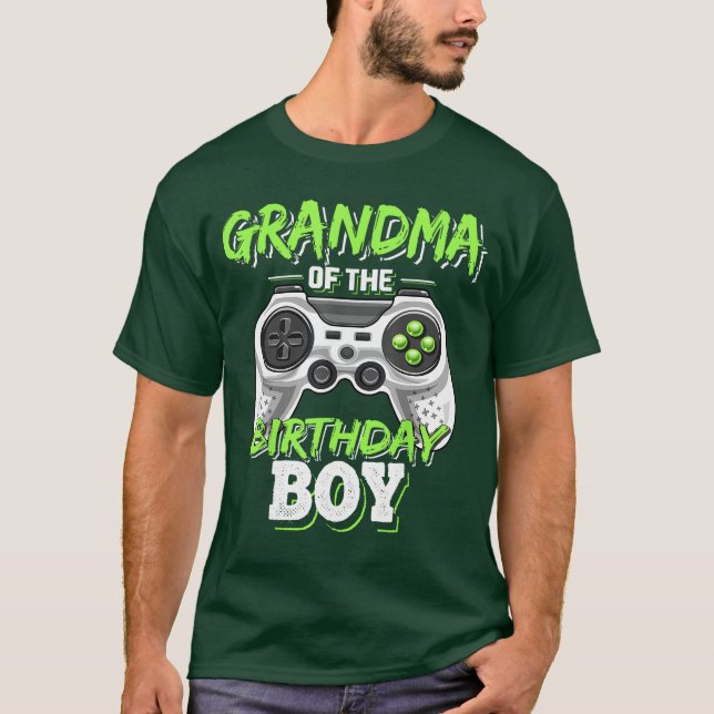Grandma ofhe Birthday Boy Matching Video Game Birt T-Shirt (Front)