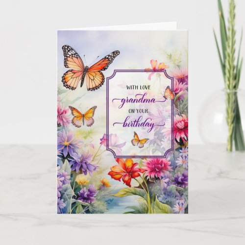 Grandma on Her Birthday Bright Wildflower Garden Card