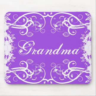 "Grandma" on purple & white flourish design Mouse Pad