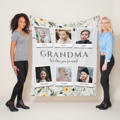 GrandmaOther Personal Message 6 Photos Watercolor Fleece Blanket