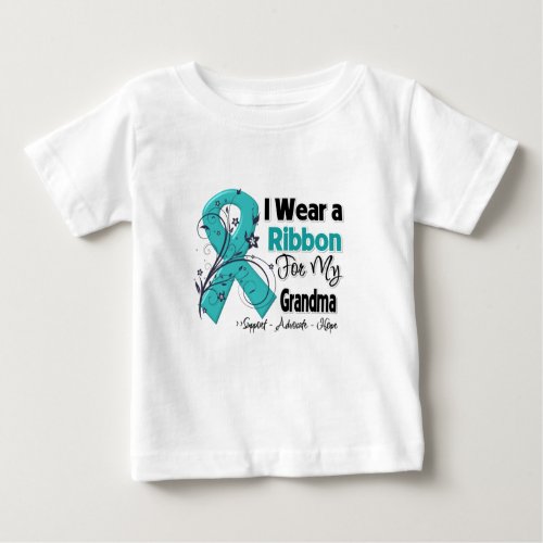 Grandma _ Ovarian Cancer Ribbon Baby T_Shirt