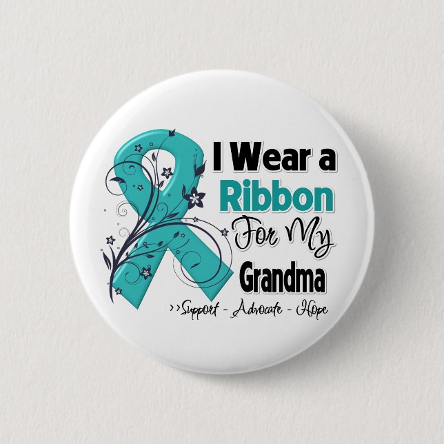 Grandma - Ovarian Cancer Ribbon Pinback Button (Front)