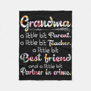 Grandma Parent Teacher Partner In Crime Funny Fleece Blanket