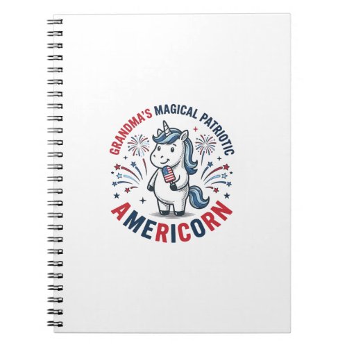 Grandma Patriotic Americorn Unicorn Shirt Design_1 Notebook