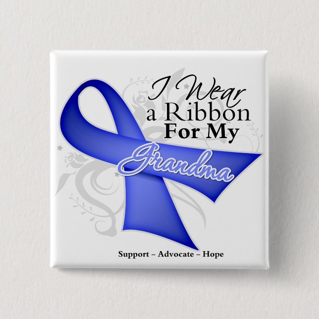 Grandma Periwinkle Ribbon - Stomach Cancer Pinback Button (Front)