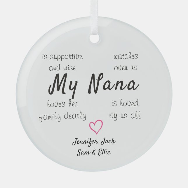 Grandma Personalized Glass Ornament (Front)