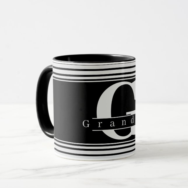 Grandma Personalized Monogram Black & White Mug (Front Left)