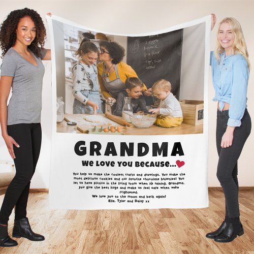 Grandma Personalized Photo Gift from Kids Fleece Blanket