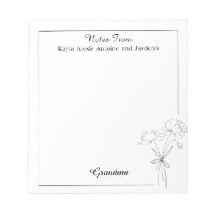 Grandma Personalized Stationery Paper Floral Set Notepad