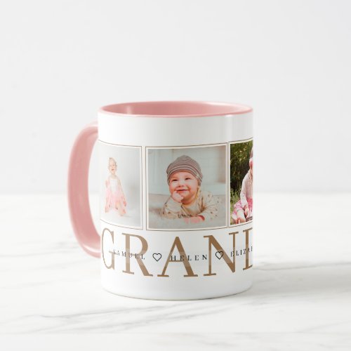 Grandma Personallised Grandkids Name  4 Photo  Mug