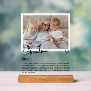 Grandma Photo and Personalized Noun Description Acrylic Sign