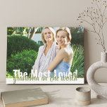 Grandma Photo Canvas Print<br><div class="desc">Create your own modern custom wrapped canvas with one of your favorite photos. The modern oversized typography is fully editable and currently reads "The Most Loved Grandma in the world". The photo template is ready for you to add your picture, which is displayed in landscape format. If you wish to...</div>