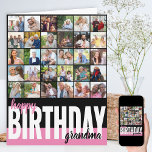 Grandma Photo Collage 31 Picture Happy Birthday Card<br><div class="desc">Create your own big happy birthday card. The photo template is ready for you to add 31 of your favorite pictures, 30 of which are displayed in square / instagram format in a simple grid style photo collage and the main one is in frameworthy portrait format on the inside. The...</div>