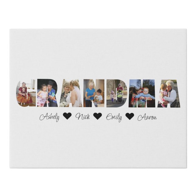 Grandma Photo Collage, 7 Photos, Grandma Gift Faux Canvas Print (Front)