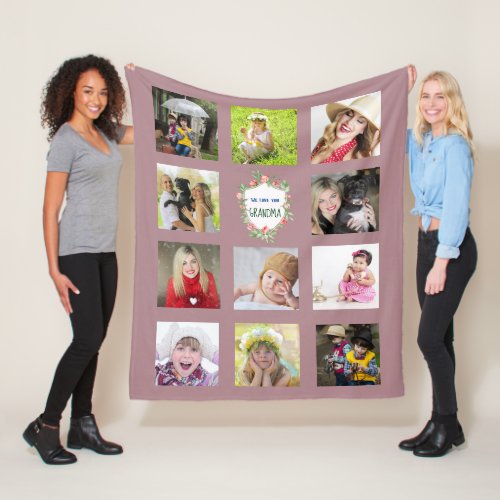 GRANDMA Photo Collage Blanket Grandmother Mauve