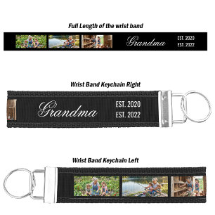 Grandma Photo Collage Established Year Wrist Keychain