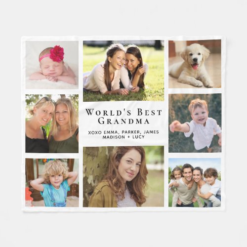 Grandma Photo Collage Fleece Blanket