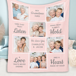 Grandma Photo Collage Fleece Blanket