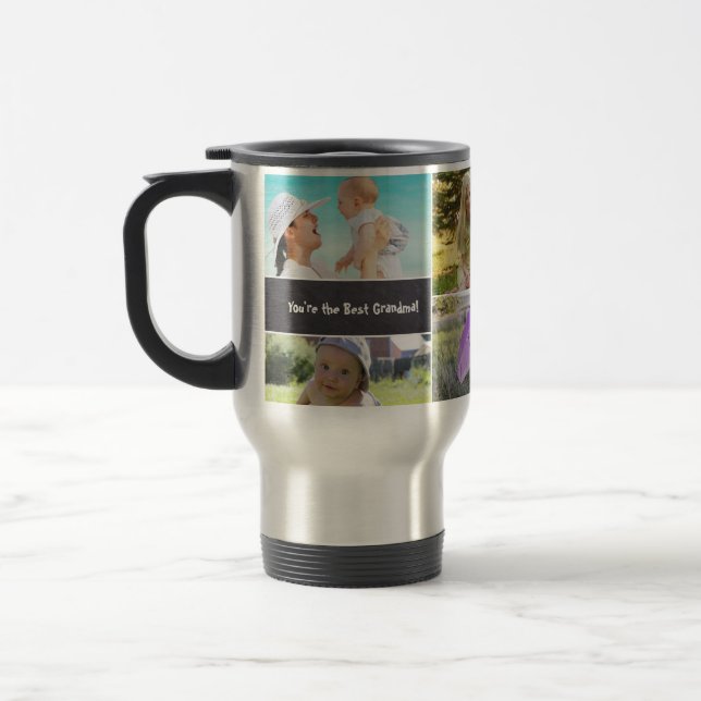 Grandma Photo collage Gift Custom Travel Mug (Left)