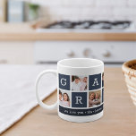 Grandma Photo Collage & Grandchildren Names Coffee Mug<br><div class="desc">Create a sweet keepsake for a beloved grandmother this Mother's Day or Grandparents Day. This simple design features seven of your favorite square or Instagram photos, arranged in a collage layout with alternating squares in navy blue, spelling out "Grandma." Personalize with favorite photos of her grandchildren, and add their names,...</div>