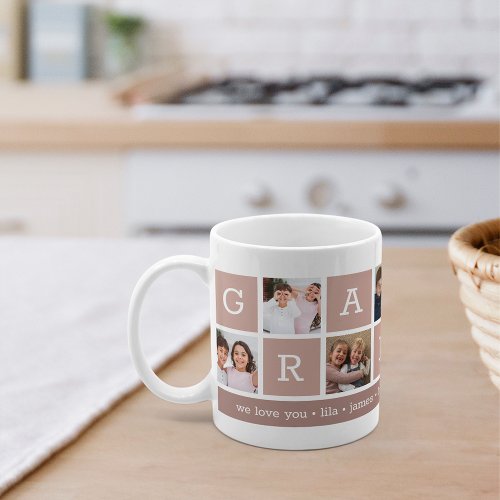 Grandma Photo Collage  Grandchildren Names Coffee Mug