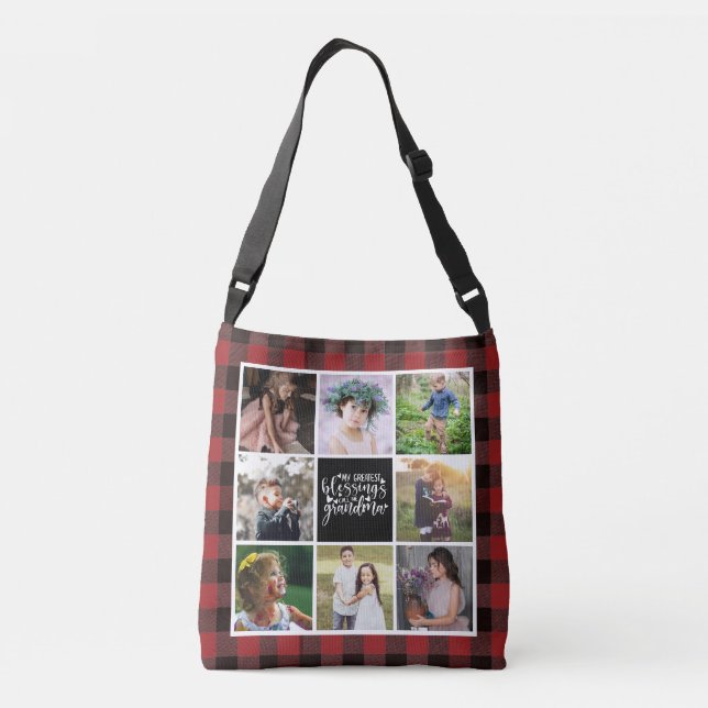 Grandma Photo Collage Greatest Blessings Crossbody Bag (Back)