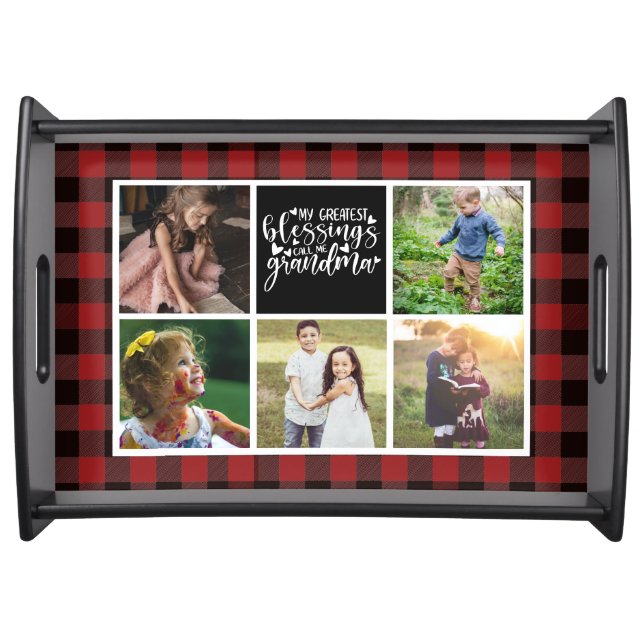 Grandma Photo Collage Greatest Blessings Serving Tray (Front)