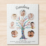 Grandma Photo Collage Jigsaw Puzzle<br><div class="desc">This modern and stylish Grandma jigsaw puzzle is decorated with a colorful mosaic family tree.
Easily customizable with a selection of seven photos and the grandchildren's names.
Makes a perfect gift for your Grandma.
Original Mosaic © Michele Davies.</div>