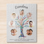 Grandma Photo Collage Keepsake Jigsaw Puzzle<br><div class="desc">This modern and stylish Grandma jigsaw puzzle is decorated with a colorful mosaic family tree on a soft gray background.
Easily customizable with a selection of seven photos and the grandchildren's names.
Makes a perfect gift for your Grandma.
Original Mosaic © Michele Davies.</div>