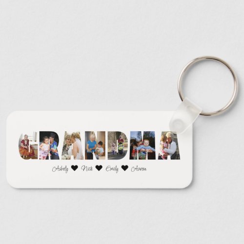 Grandma Photo Collage Keychain with 7 Photos