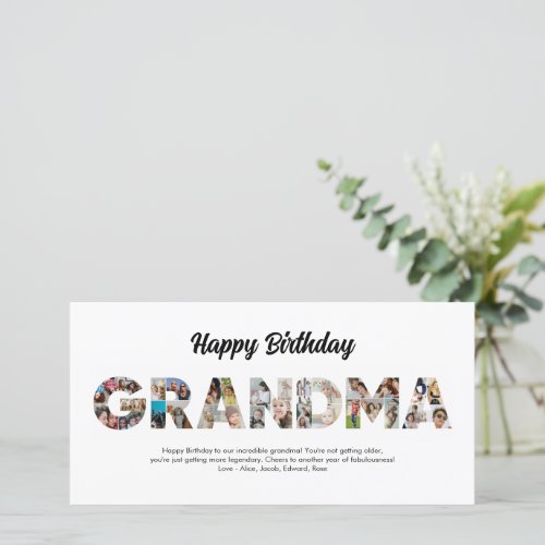 Grandma Photo Collage Letter Cutout Happy Birthday Card